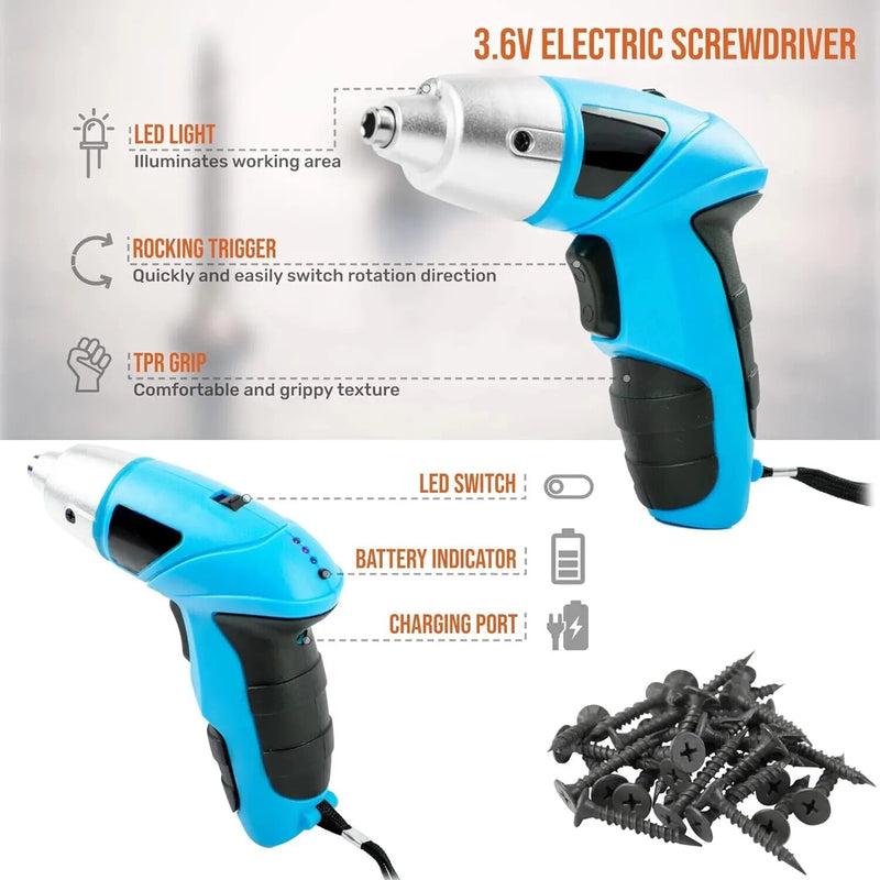 Screwdrivers Cordless Electric Screwdriver Rechargeable 1300mah Lithium  Battery Mini Drill 36V Power Tools Set Household Maintenance Repair 230510  From Xue10, $19.77