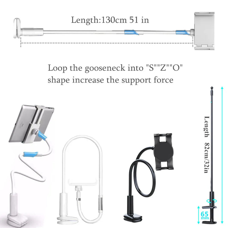 Flexible Long Arm Tablet Stand Holder for Bed Desk 5-11’’ Phone Tablet Support for Xiaomi Pad Huawei Samsung Teclast iPad Stand