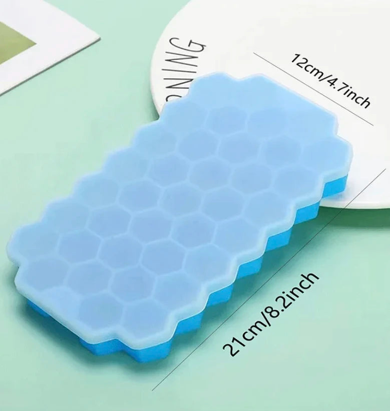 37-chamber Honeycomb Ice Cube Tray Reusable Food-grade Silicone Ice Cube Mold BPA-free Ice Maker Removable Lid ice tray