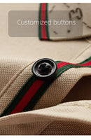 Men's Fashion Short sleeved Summer Polo Shirt High end Design Exquisite Ice Silk Embroidered Breathable T-shirt
