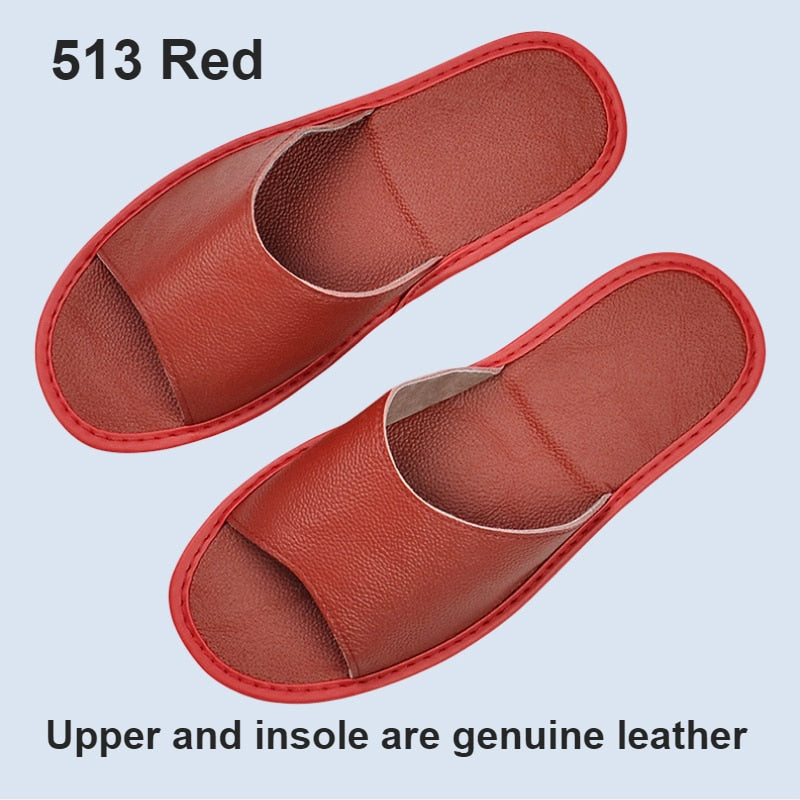 Big sizes Genuine Cow Leather Slippers Homes in indoor slipper open toe sandals men women elderly casual Slides shoes