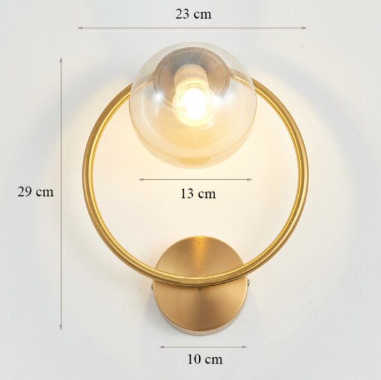 Modern Led Light Gold Glass Ball Wall Lamp Living Room Bathroom Bedroom Bedside Entrance Porch Indoor Lighting Decoration Lamp