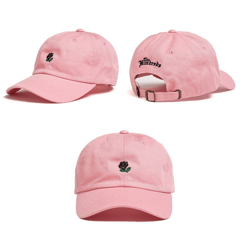 Woman Embroidery Cotton Baseball Cap Boys Girls Snapback Hip Hop Flat Hat Cotton Rose embroidered baseball cap fashion wild hat