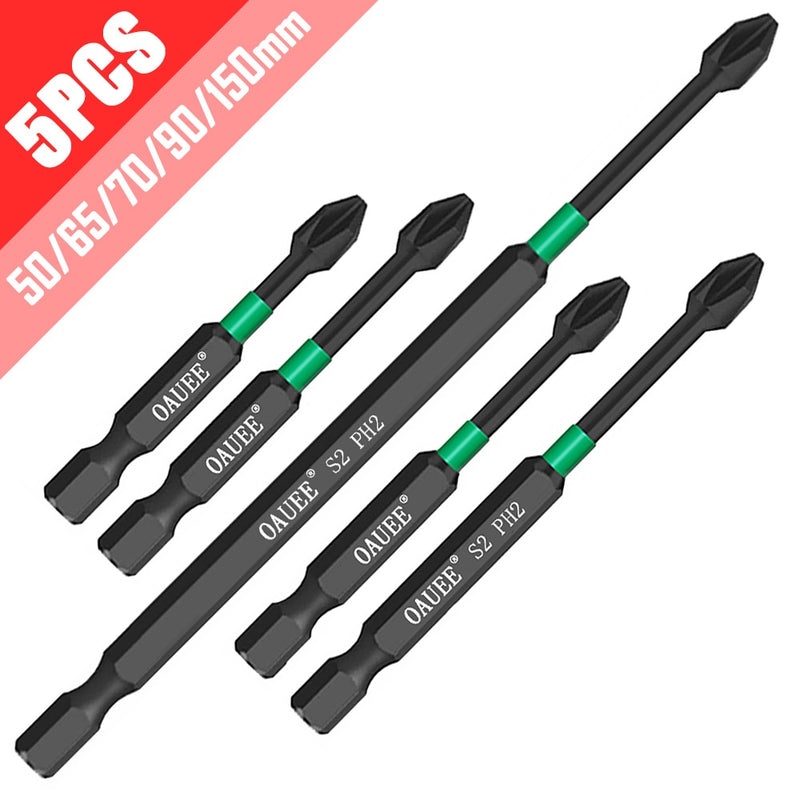 4/5/6pcs Magnetic Batch Head Impact Strong Cross PH2 High Hardness Screwdriver Bits 60/70/90mm Anti Non-slip WaterProof Bits