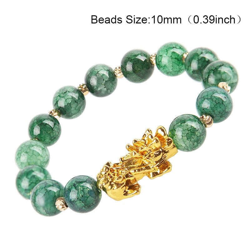 Obsidian Stone Beads Bracelet Pixiu Bring  Wealth Good Luck Feng Shui Chinese Beast Wristband Gold Pixiu Men Women Bracelet