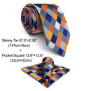 S17 Checked Multicolor Ties for Men Pocket Square Set Gift Party Necktie Silk 63&quot; 6cm  Extra Long Wedding