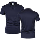 New Summer Men's Short Sleeve Collar Tshirts New Solid Color Casual Polo Shirt Trendy Breathable Loose Basic Splice Top