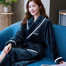 Lovers Coral Fleece Robe Warm Sleepwear Women Men Thicken Flannel Bathrobe Lounge Nightgown Home Clothes Bigsize