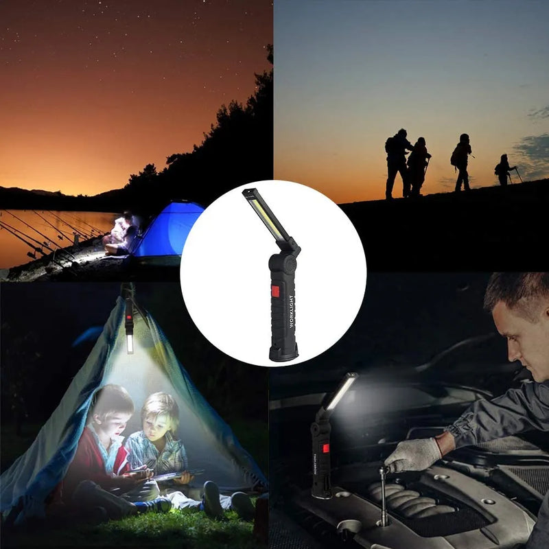 Multifunctional Folding Work Light Portable Camping Light USB Rechargeable Flashlight With Built-in Battery Magnetic Lamp