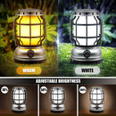 Solar Lantern Waterproof Camping Lantern Rechargeable Camping Light with Emergency Power Bank Flickering Flame Hanging LED Light