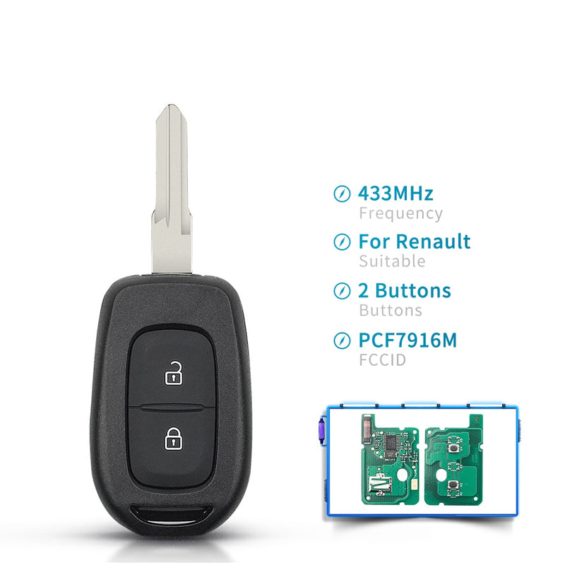 KEYYOU Remote Car Key For Renault Sandero Dacia Logan Lodgy Dokker Duster Trafic Clio4 Master 2 Buttons 433MHZ PCF7961M Chip