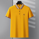 Men's Fashion Short sleeved Summer Polo Shirt High end Design Exquisite Ice Silk Embroidered Breathable T-shirt