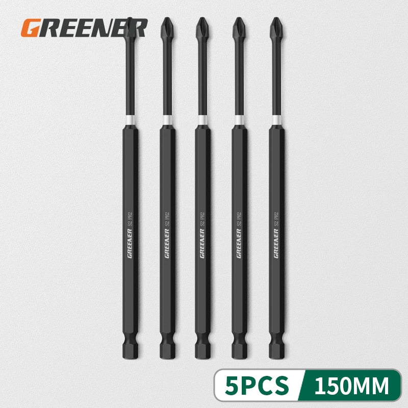 Greener Impact Strong Magnetic Batch Head Cross High Hardness Hand Drill Bit Screw Electric Screwdriver Set 50 65 70 90 150mm