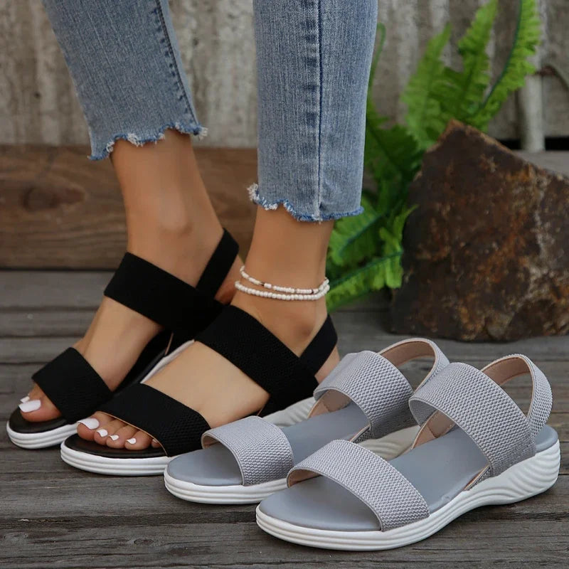 Women Fashion Sandals Summer New Mesh Casual Fish Mouth Sports Sandals Plus Size Flying Woven Flat Shoes Sandalias Mujer Female