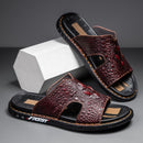 Genuine Leather Men Slippers Crocodile Grain Slip On Slipper Man Shoes For Men Slides Casual