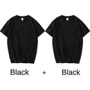2PCS 100% Cotton Solid T Shirts Men's and Women's Short Sleeve White Tees Casual Breathable Loose Round Neck T-shirt Couple Tops