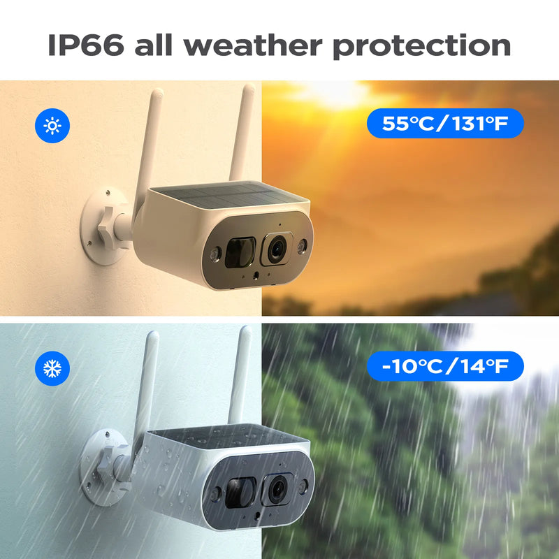 4MP Wifi Solar Camera with 8000mAh Rechargeable Battery PIR Detect Outdoor Surveillance Solar Powered Camera Security Protection
