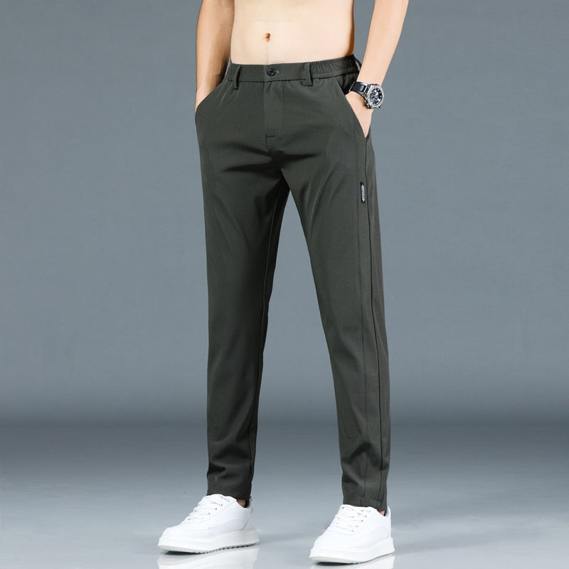 Mingyu Brand Summer Men Casual Pants Men Trousers Male Pant Slim Fit Work Elastic Waist Black Green Grey Light Trousers 28-38