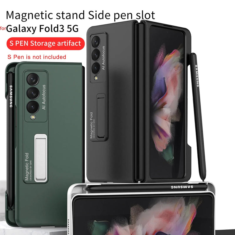 Ultra Thin Phone Case Pen Holder Bracket Armor Fold3 Protective Cover for Samsung Galaxy Z Fold 3 5G Cases Side Slot for S Pen