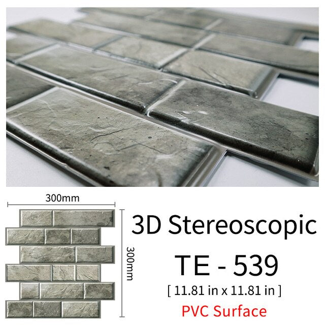 3D Wall Stickers 30x30cm Water and Oil Proof Not Fade wall papers Imitation Brick Tile Stone grain cobblestone for Home Decorate