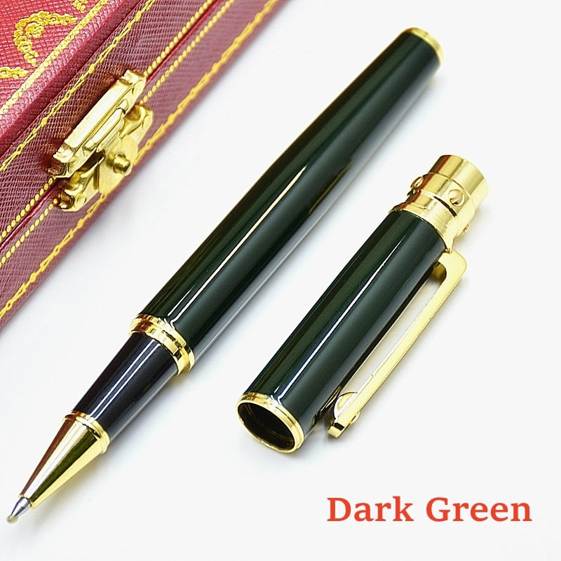 Luxury Santos Series Ct Metal Rollerball Pen High Quality Silver Golden Stripe Office School Stationery Writing Smooth Gel Pens