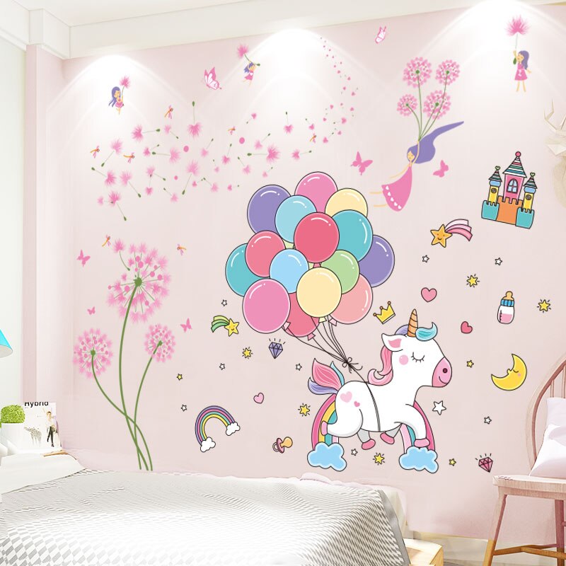 Deer Animal Wall Stickers Decor DIY Flowers Plants Wall Decals for Kids Rooms Baby Bedroom Kindergarten Nursery Home Decoration