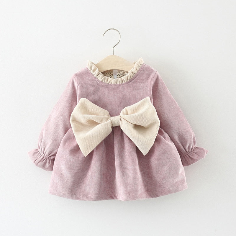 Melario Baby Girls Dress Cute Bow Mesh Newborn Dress Long Sleeved Princess Dresses For Girl Toddler Kids Dress