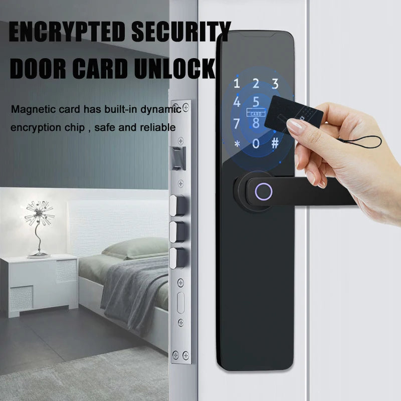 PHIPULO Smart Fingerprint Door Lock Bluetooth Biometric Electronic Door Lock for Tuya Remote Keyless Unlocking
