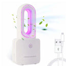 Bladeless Fan 4000 mAh Rechargeable Portable Mute Mini Fan With 5 Colors LED Mood Light For Office Home Bedroom Nightstand White