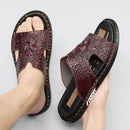 Genuine Leather Men Slippers Crocodile Grain Slip On Slipper Man Shoes For Men Slides Casual