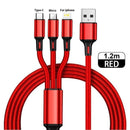 3 In 1 USB Cable Micro USB Type C Mobile Phone Multiple Charging Cord For iPhone 14 13 Pro Max Xiaomi 12 POCO F4 Samsung Redmi