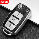 KIQI TPU Leather Car Key Cover Case for Volkswagen for VW Bora Polo Tiguan Jetta Passat B5 B6 B7 Golf Beetle for Skoda Octavia