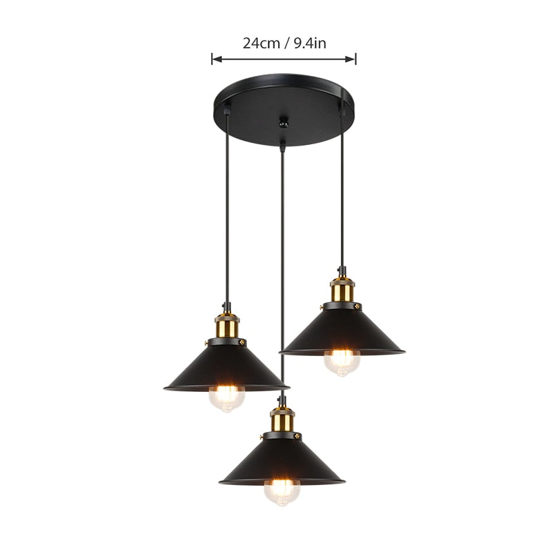 Vintage Chandelier Industrial Pendant Lamp Retro Loft 3 Heads Hanging Light Highquality Black Gold Creative Dining Room Lighting