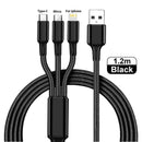 3 In 1 USB Cable Micro USB Type C Mobile Phone Multiple Charging Cord For iPhone 14 13 Pro Max Xiaomi 12 POCO F4 Samsung Redmi