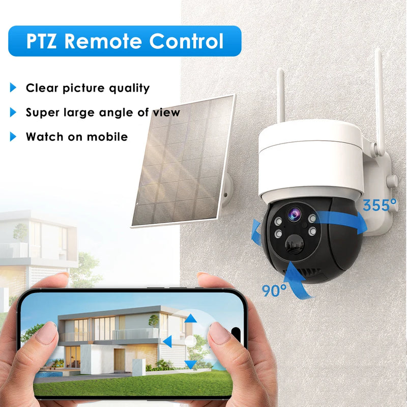 4MP WIFI IP Solar Camera PIR Human Detection 2K Video Surveillanc iCSee CCTV Wireless Rechargeable Battery  Long Time Standby