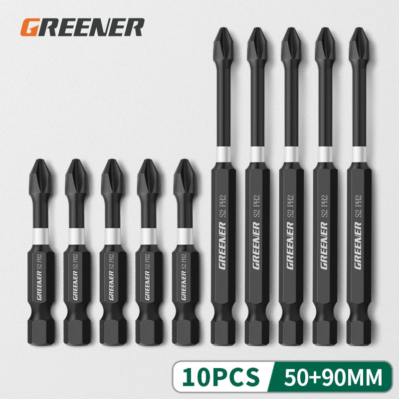 Greener Impact Strong Magnetic Batch Head Cross High Hardness Hand Drill Bit Screw Electric Screwdriver Set 50 65 70 90 150mm