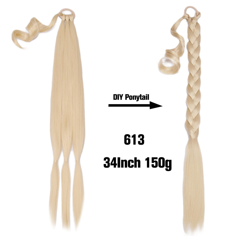 Synthetic Ponytail Hair Extensions Fishtail Fishbone Drawstring Ponytail 20Inch Wrap Around Ponytail For White Women False Braid