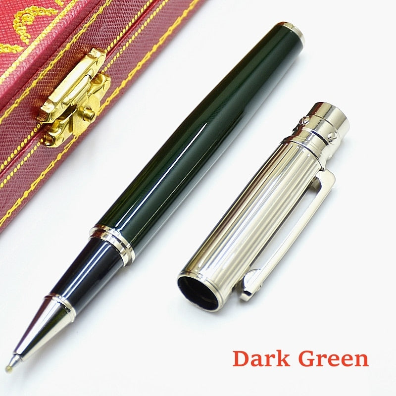 Luxury Santos Series Ct Metal Rollerball Pen High Quality Silver Golden Stripe Office School Stationery Writing Smooth Gel Pens