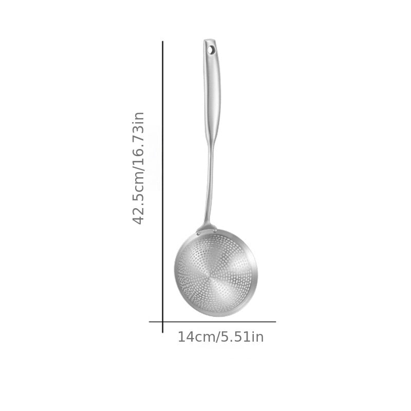 1pc 304 Stainless Steel Large Colander, Kitchen Cooking Skimmer Ladle, Pasta Food Strainer Spoon, Kitchen Tools