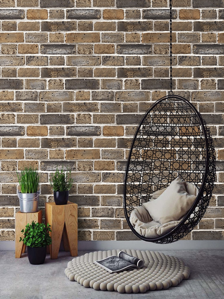 Faux Flat 3D Brick Peel And Stick Wallpaper Removable Brown/Black/White Vinyl Self Adhesive Wall Stickers For Wall Decoration