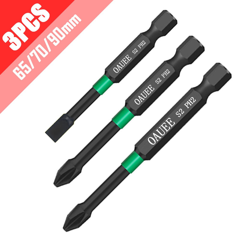 4/5/6pcs Magnetic Batch Head Impact Strong Cross PH2 High Hardness Screwdriver Bits 60/70/90mm Anti Non-slip WaterProof Bits