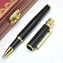 Luxury Santos Series Ct Metal Rollerball Pen High Quality Silver Golden Stripe Office School Stationery Writing Smooth Gel Pens