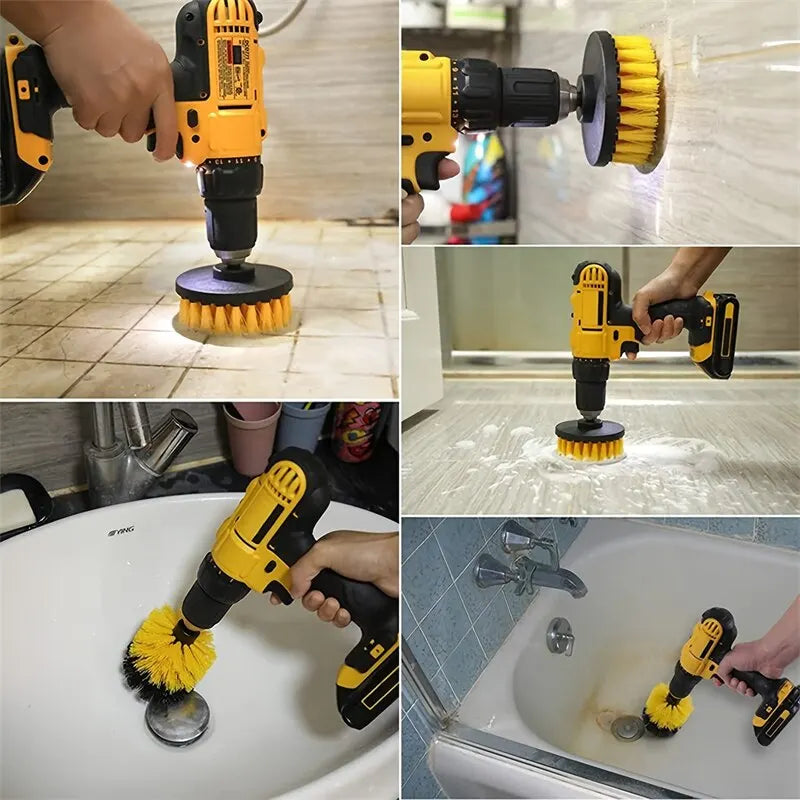 3pcs Drill Brush Attachment Set Power Scrubber Brush With Drill Scrub Brush For Cleaning Showers Tubs Bathroom Tile Grout Carpet