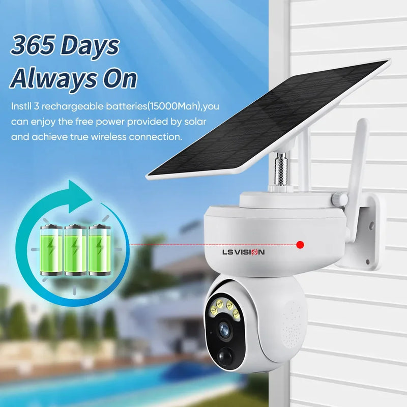 LS VISION 4MP 2K Multipurpose Outdoor 4G Solar Camera WIFI Wireless PTZ Motion Detection Two Way Audio Security Camera Indoor
