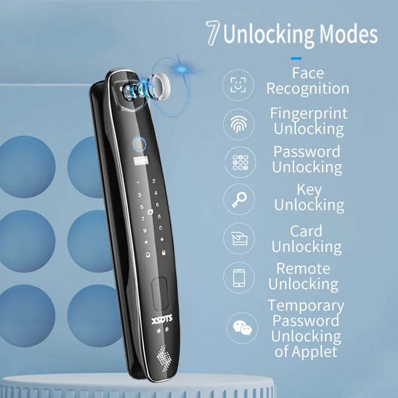 3D Face Smart Door Lock Security Camera Monitor Intelligent Fingerprint Password Biometric Electronic Key Unlock Usmart Go