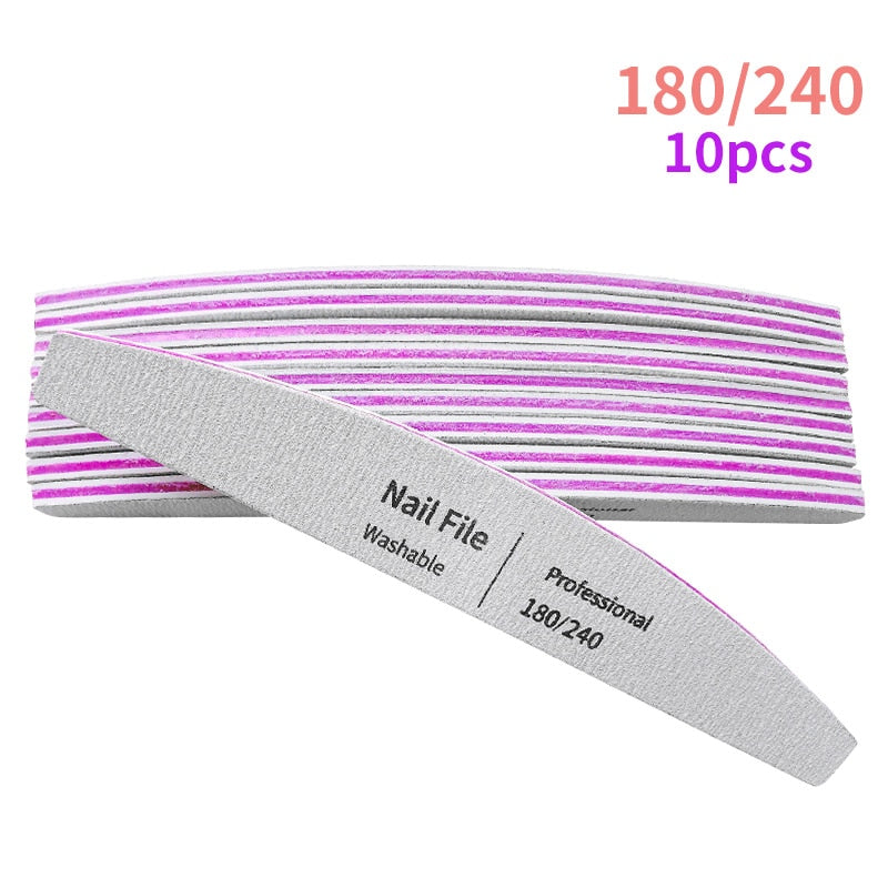 Nail File 100 to 180 Professional Tools Emery for Manicure Lime 240 Sandpaper Gel Polishing Files for Nails Buffers Set Polisher