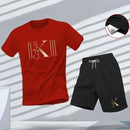 Men's Breathable sports pattern Printed T-shirt Casual Fashion short-sleeved T-shirt Summer streetwear top Two-piece set.