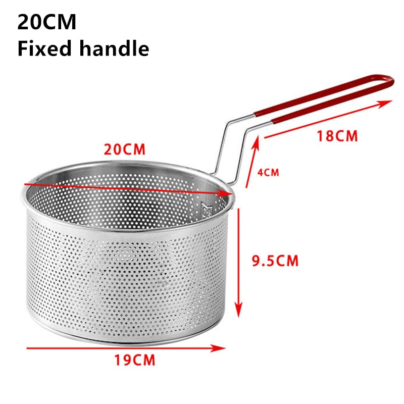 Hot Filter Pasta Spoon Deep Fry Basket Oil Residue Filtration Mesh  Colander for Vegetable French Chips Onion Rings Chicken Wing