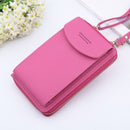 Women Shoulder Strap Purses Solid Color Leather Bag Short Travel Mobile Phone Bag Card Holders Storage Wallet Flap Pocket