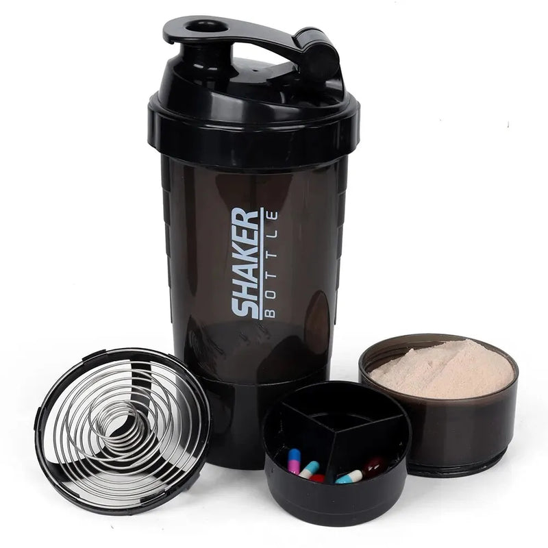 3 Layers Shaker Protein Bottle Powder Shake Cup Water Bottle Plastic Mixing Cup Body Building Exercise Bottle